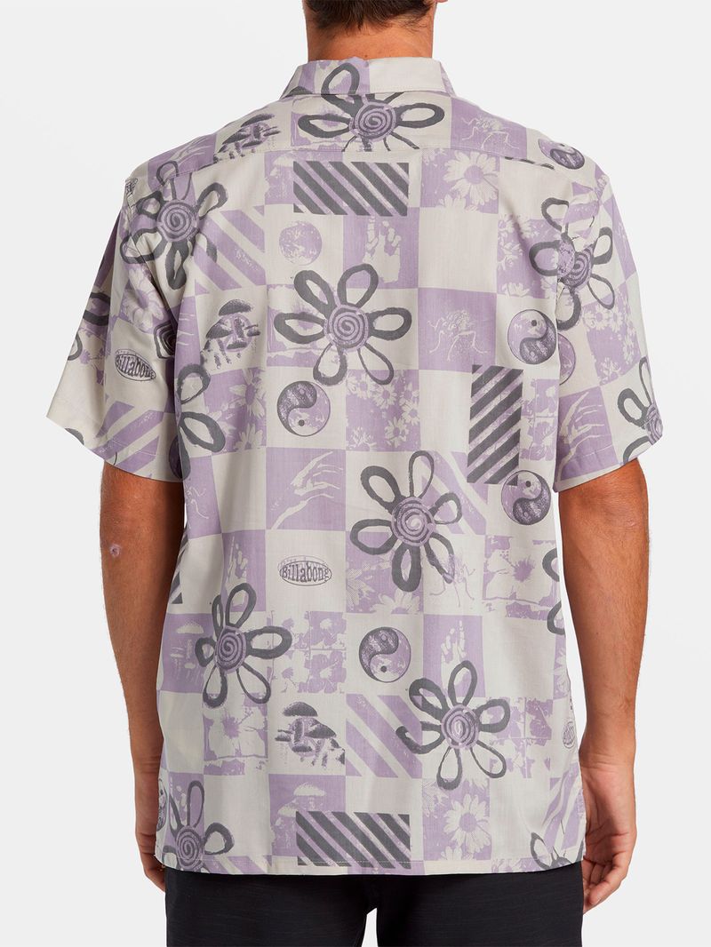 Camisa Manga Corta Hombre Double Vision Purple Flowers Billabong