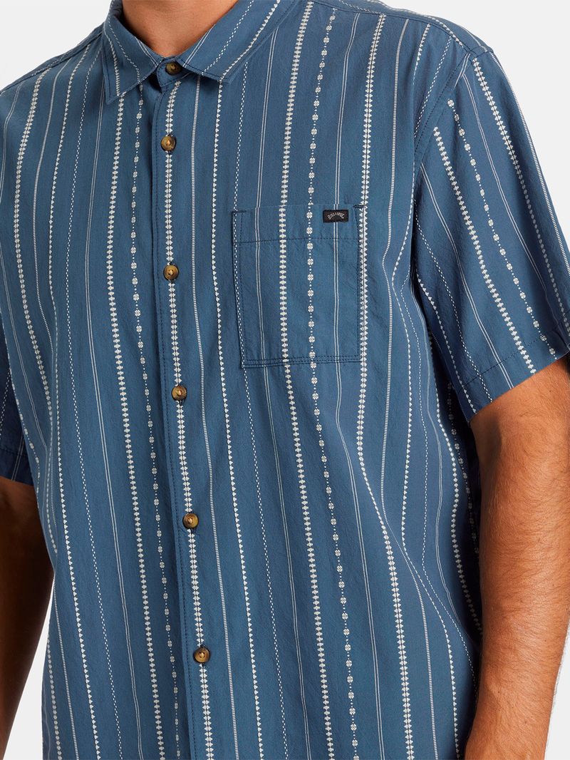 Camisa-Manga-Corta-Hombre-Sundays-Jacquard-Azul-Billabong